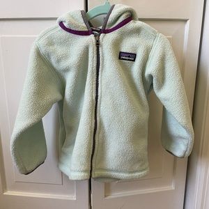 Hooded Patagonia fleece mint/purple